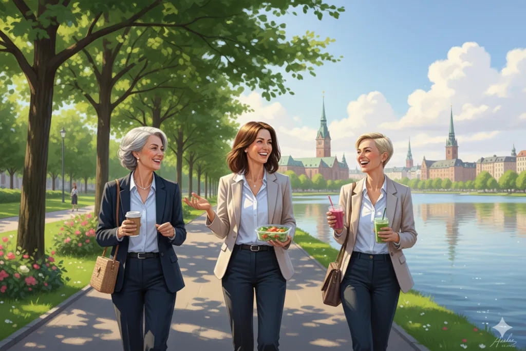 Drei Kolleginnen beim Lunch-Walk