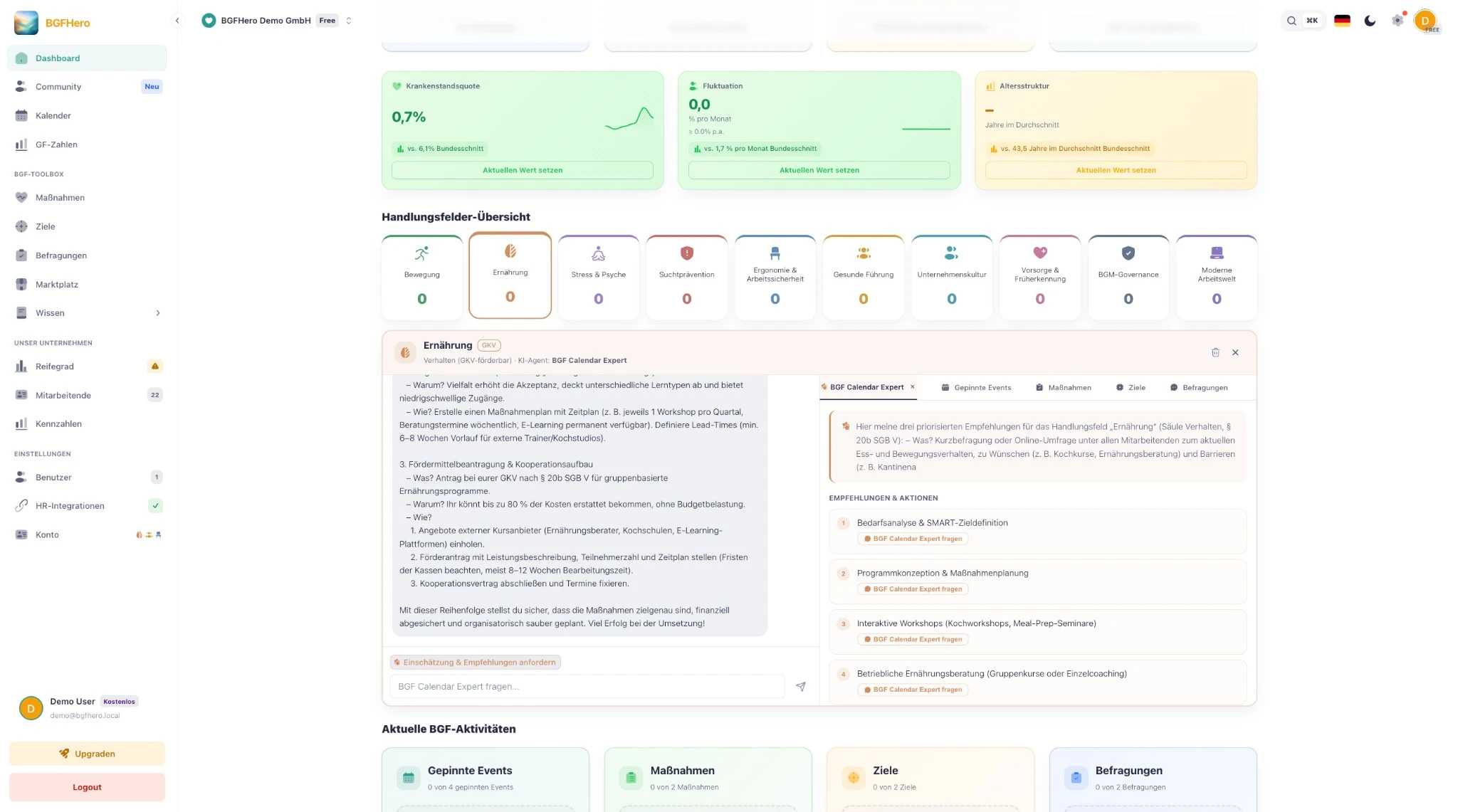 Chat mit der digitalen Assistenz Nina – KI-gestützte BGF-Planung